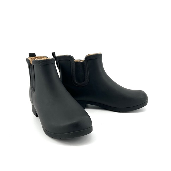 chooka Shoes - Chooka Rain Boots Womens 10 Chelsea Waterproof Black Fleece Lined Booties Rubber